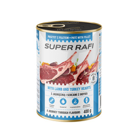 Super Rafi Mokra karma dla psa z jagnięciną i sercami indyka 400 g