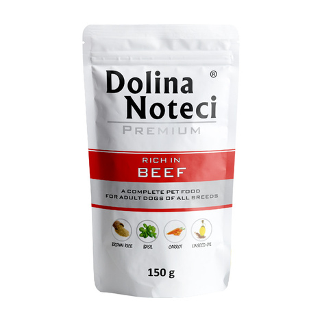 Mokra karma dla psa Dolina Noteci Premium bogata w wołowinę saszetka 150 g