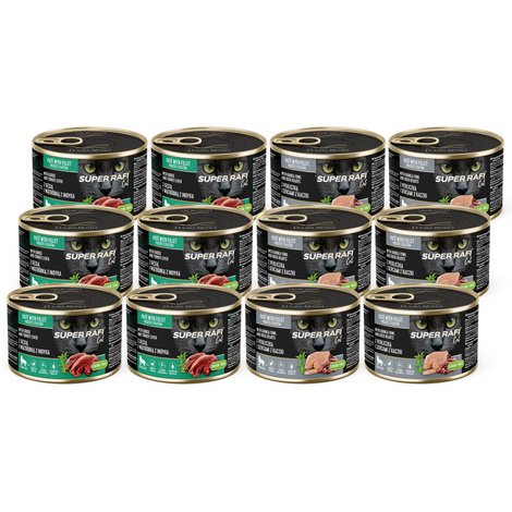 Karma mokra dla kotów sterylizowanych Super Rafi Cat mix smaków zestaw 12 x 185 g