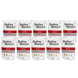 Mokra karma dla psa Dolina Noteci Premium bogata w wołowinę zestaw 10 x 500 g 
