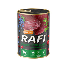 Mokra karma dla psa Rafi z sercami wołowymi i dzikiem 400 g