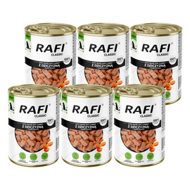 Mokra karma dla psa Rafi Classic z dziczyzną i marchewką zestaw 6 x 1240 g
