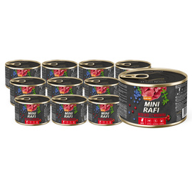 Mokra karma dla psa Mini Rafi z wołowiną zestaw 12 x 185 g