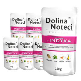 Mokra karma dla psa Dolina Noteci Premium bogata w indyka zestaw 10 x 150 g