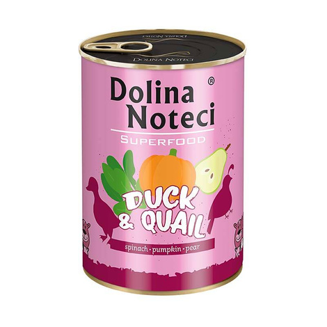 Mokra karma dla psa Dolina Noteci Superfood kaczka i przepiórka puszka 400 g