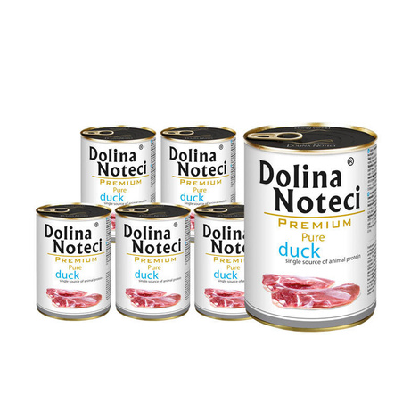 Mokra karma dla psa alergika Dolina Noteci Premium Pure bogata w kaczkę zestaw 12 x 400 g