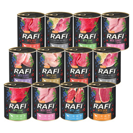 Mokra karma dla psa Rafi mix smaków nr 3 zestaw 12 x 800 g
