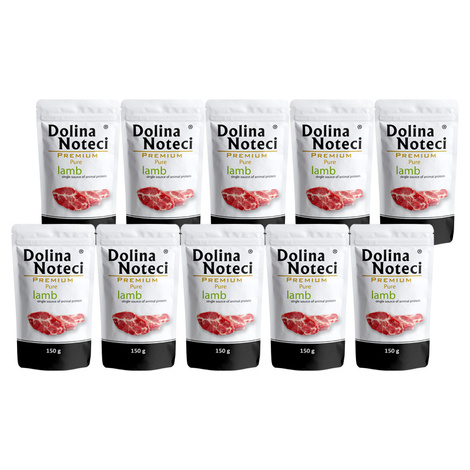 Mokra karma dla psa alergika Dolina Noteci Premium Pure bogata w jagnięcinę zestaw 10 x 150 g