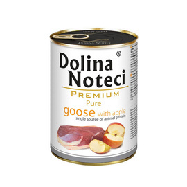 Mokra karma dla psa alergika Dolina Noteci Premium Pure bogata w gęś z jabłkiem puszka 400 g