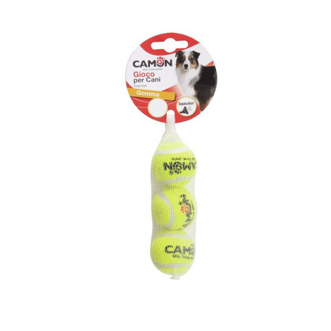 Camon Piłka tenisowa z dźwiękiem zabawka dla psa 6,2 cm 3 szt.