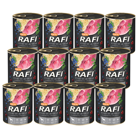 Mokra karma dla psa Rafi żołądki wołowe z szynką zestaw 12 x 800 g