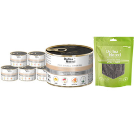 Mokra karma dla psów małych ras Dolina Noteci Premium z gęsią, ziemniakami i jabłkiem zestaw 12 x 185 g + gratis Natural Treats Veal Liver wątroba cielęca 150 g