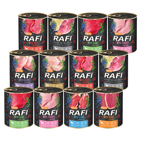 Mokra karma dla psa Rafi mix smaków nr 3 zestaw 12 x 800 g