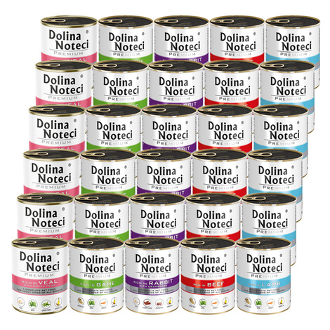 Mokra karma dla psa Dolina Noteci Premium mix 5 smaków bez ryb i drobiu zestaw 30 x 800 g