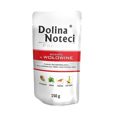 Mokra karma dla psa Dolina Noteci Premium bogata w wołowinę saszetka 150 g