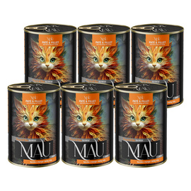 MAU Pasztet i Filet Karma mokra dla kota kociąt kaczka z mango i dziką różą zestaw 6 x 400 g