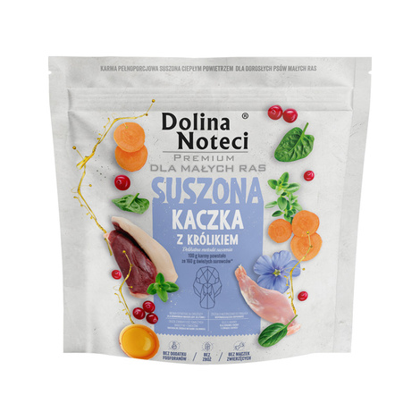 Karma suszona dla psa Dolina Noteci Premium dla dorosłych psów małych ras kaczka z królikiem 1 kg