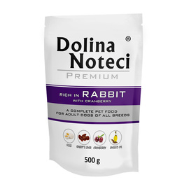 Mokra karma dla psa Dolina Noteci Premium bogata w królika z żurawiną saszetka 500 g