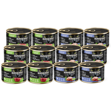 Karma mokra dla kotów Super Rafi Cat mix smaków zestaw 12 x 185 g