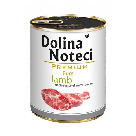 Mokra karma dla psa alergika Dolina Noteci Premium Pure bogata w jagnięcinę puszka 800 g