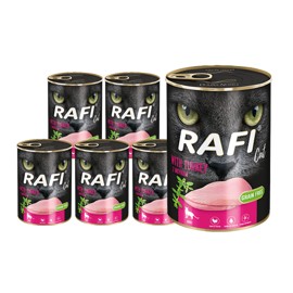 Mokra karma dla kota  Rafi Cat Adult z indykiem zestaw 12 x 400 g