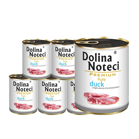 Mokra karma dla psa alergika Dolina Noteci Premium Pure bogata w kaczkę zestaw 6 x 800 g