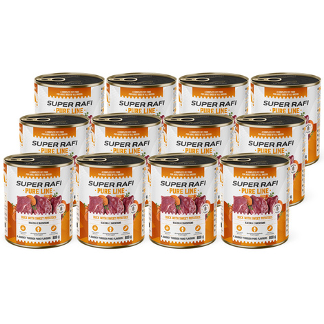 Super Rafi Pure Line Mokra karma dla psa - kaczka z batatami zestaw 12 x 800 g